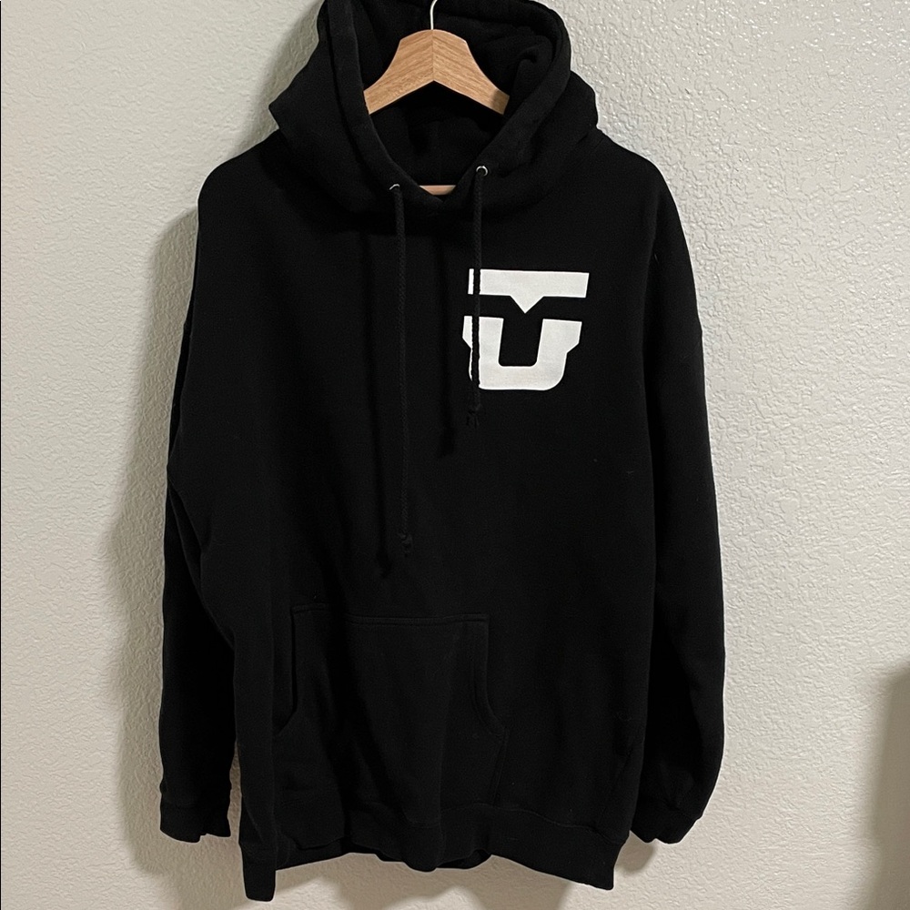 Classic Black Hoodie with White Emblem